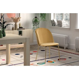 Chaise en velours or pour salle à manger. Collection NOUMEA