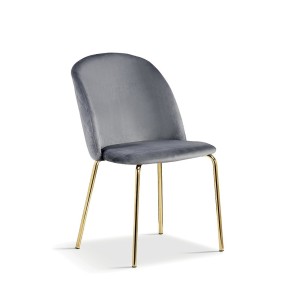 Chaise en velours gris pour salle à manger. Collection NOUMEA