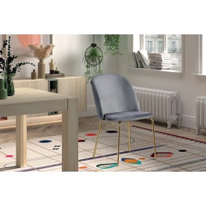 Chaise en velours gris pour salle à manger. Collection NOUMEA