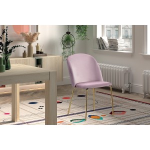 Chaise en velours rose pour salle à manger. Collection NOUMEA