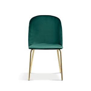 Chaise en velours vert pour salle à manger. Collection NOUMEA