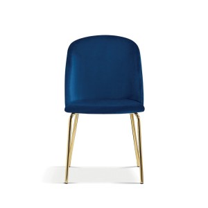 Chaise en velours bleu foncé pour salle à manger. Collection NOUMEA