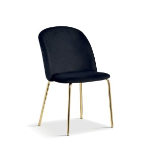Chaise en velours noir pour salle à manger. Collection NOUMEA
