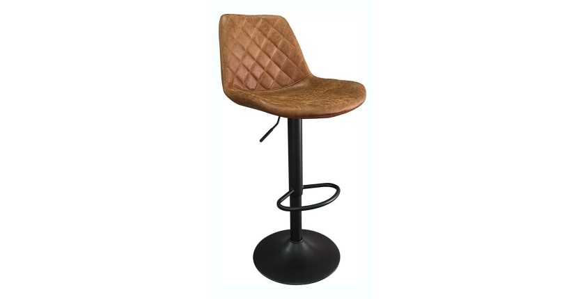 Tabouret de bar style vintage coloris cognac. Collection HOLLA.