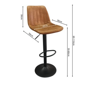 Tabouret de bar style vintage coloris cognac. Collection BELFAST.