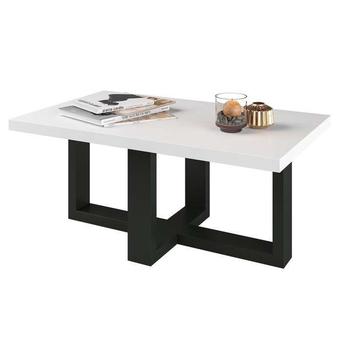 Table basse design rectangulaire collection COXI Couleur noir et blanc.