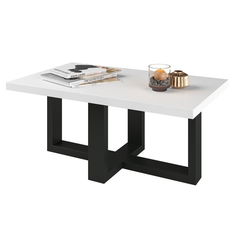 Table basse design rectangulaire collection COXI Couleur noir et blanc.