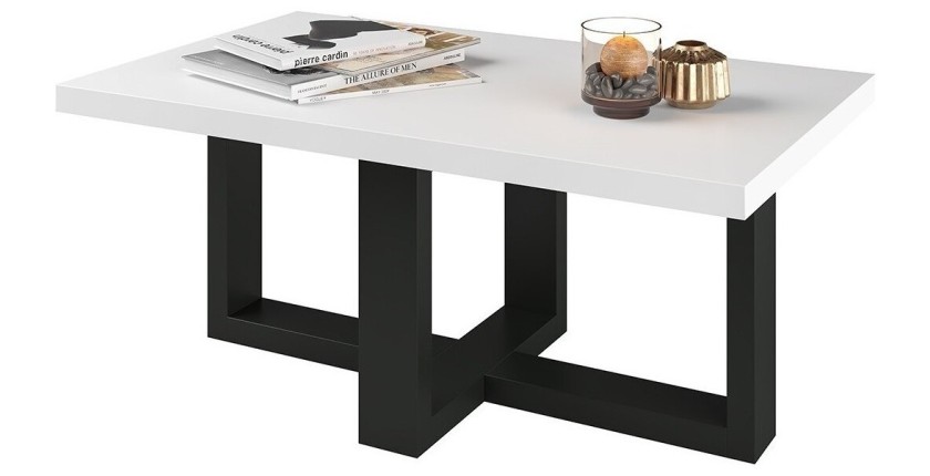 Table basse design rectangulaire collection COXI Couleur noir et blanc.