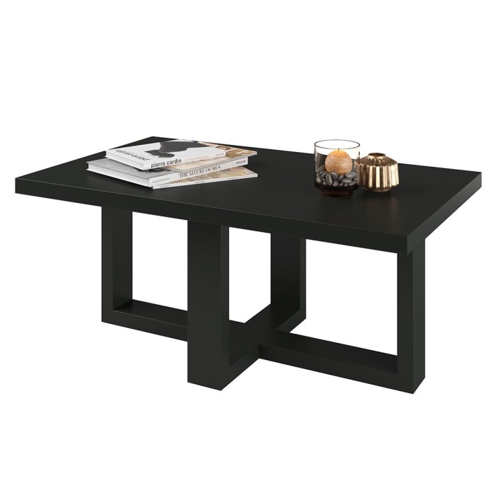 Table basse design rectangulaire collection COXI Coloris noir super mat.