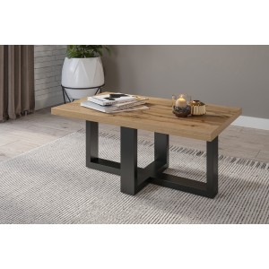 Table basse design rectangulaire collection COXI Coloris chêne et noir