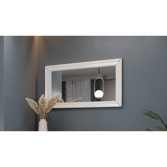 Grand miroir blanc collection DOHA. Accessoire idéal pour votre chambre ou salle à manger