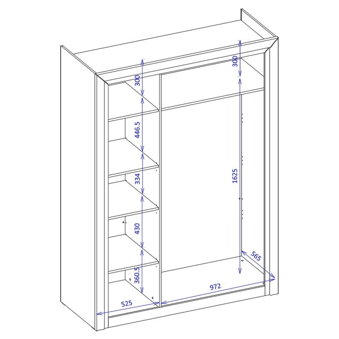 Armoire 150cm collection DOHA. Couleur blanc brillant.