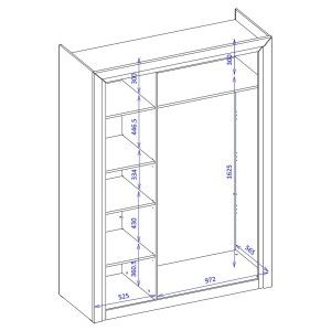 Armoire 150cm collection DOHA. Couleur blanc brillant.