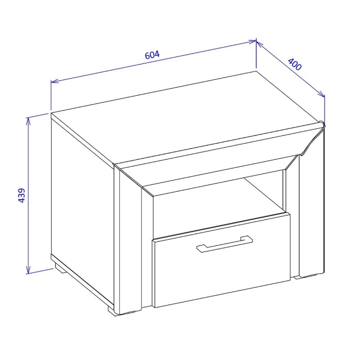 Table de chevet collection DOHA. 1 tiroir et 1 niche. Coloris blanc.