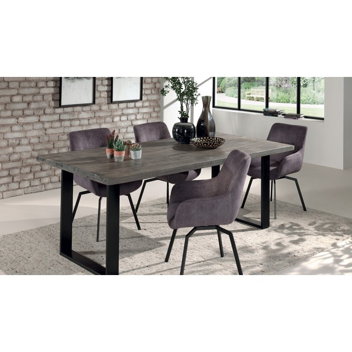 Table à manger design bois massif NIKO - Table rectangulaire gris 200x100
