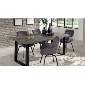 Table à manger design bois massif NIKO - Table rectangulaire gris 200x100