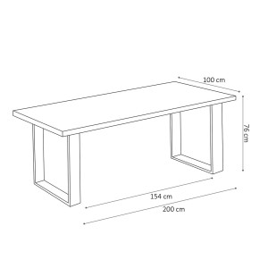 Table à manger design bois massif NIKO - Table rectangulaire gris 200x100
