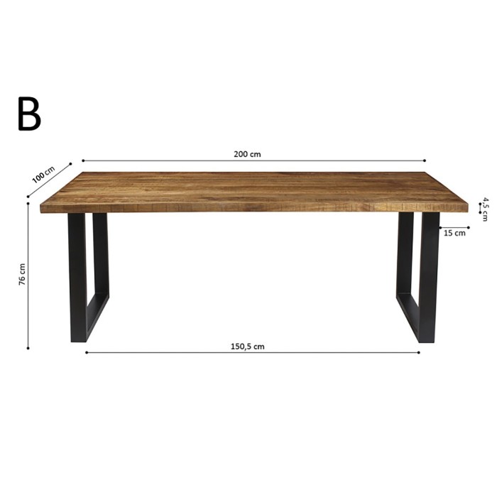 Table à manger design bois massif NIKO - Table rectangulaire 200x100