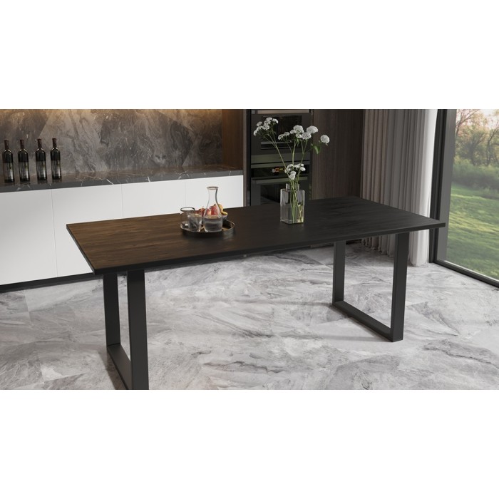 Table à manger design bois massif NIKO - Table rectangulaire noir 180x90