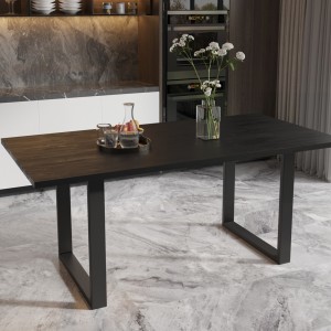 Table à manger design bois massif NIKO - Table rectangulaire noir 200x100