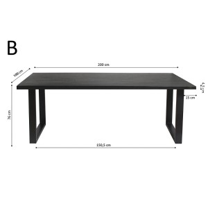 Table à manger design bois massif NIKO - Table rectangulaire noir 200x100