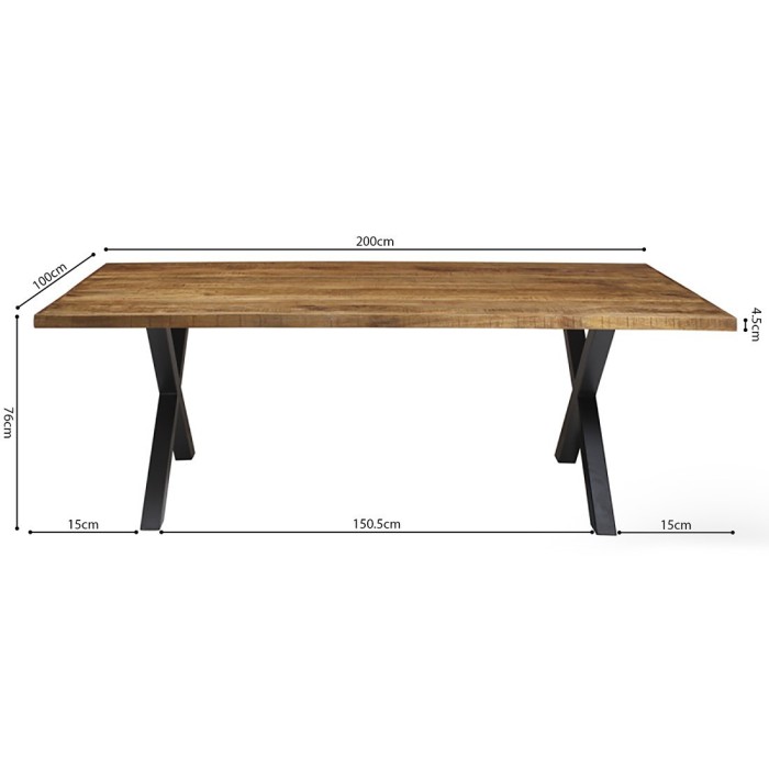 Table à manger design bois massif GOYA - Table pied design 200x100