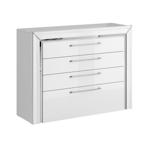 Commode design 4 tiroirs collection DOHA coloris blanc et argent