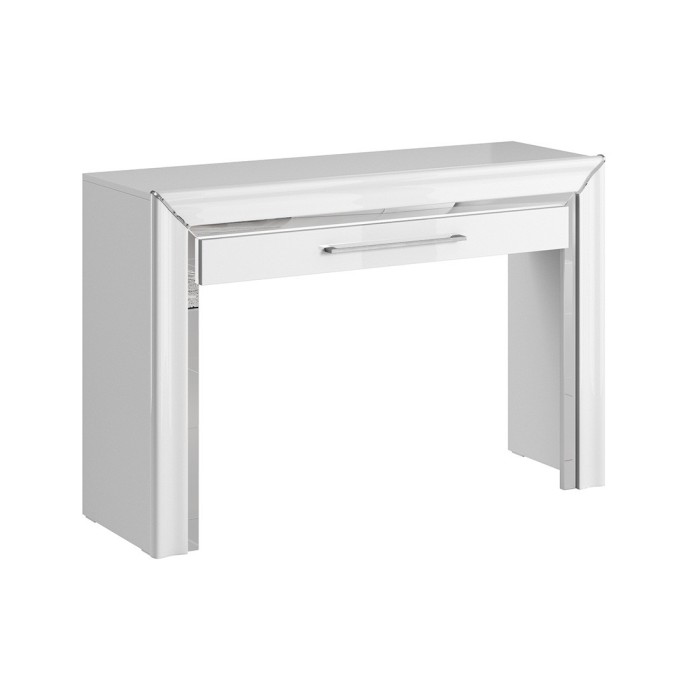 Bureau console design collection DOHA coloris blanc finitions argentées