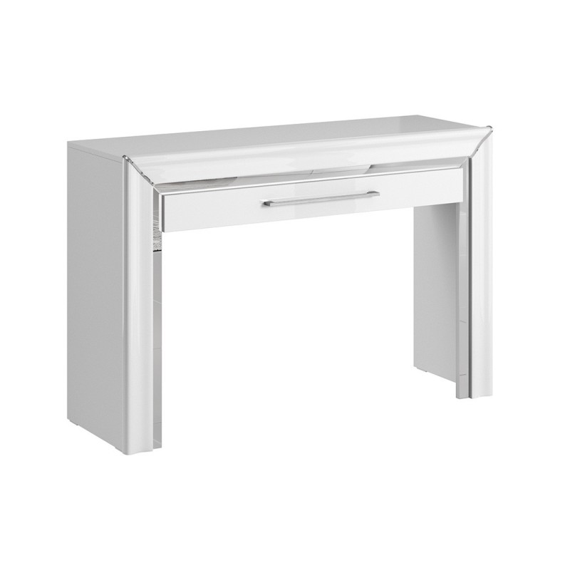 Bureau console design collection DOHA coloris blanc finitions argentées