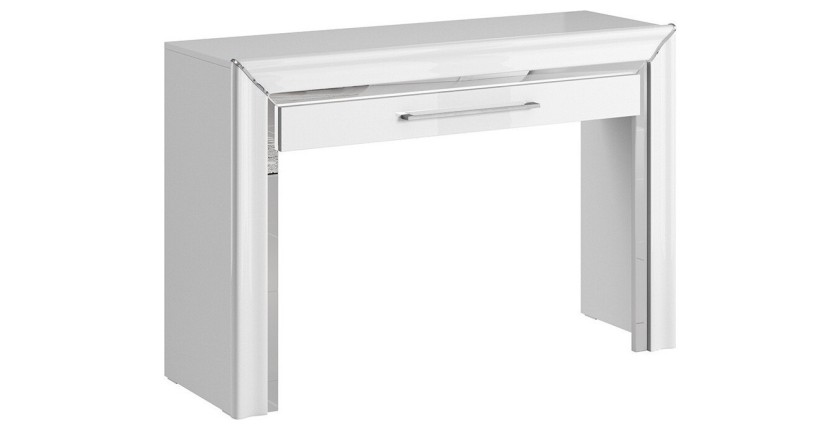 Bureau console design collection DOHA coloris blanc finitions argentées