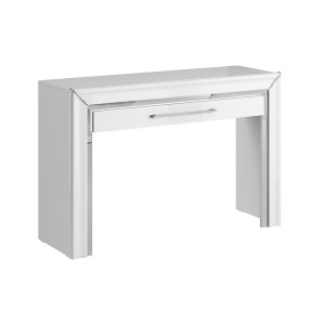 Bureau console design collection DOHA coloris blanc finitions argentées