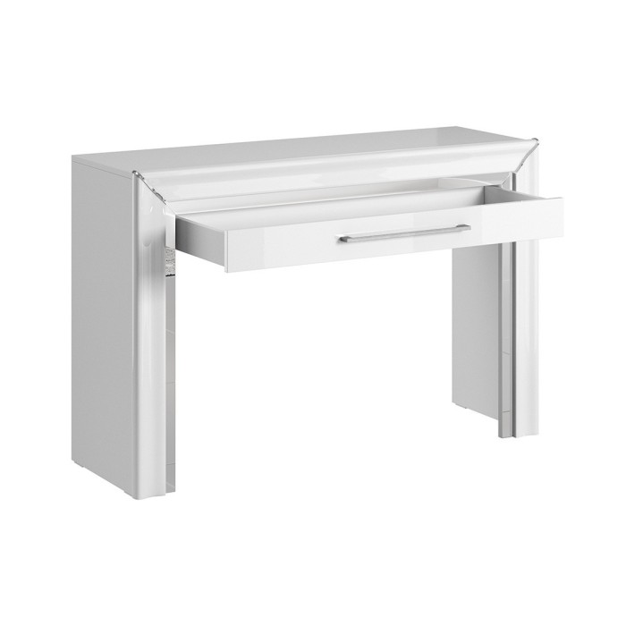 Bureau console design collection DOHA coloris blanc finitions argentées