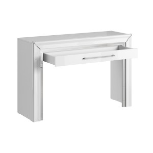 Bureau console design collection DOHA coloris blanc finitions argentées