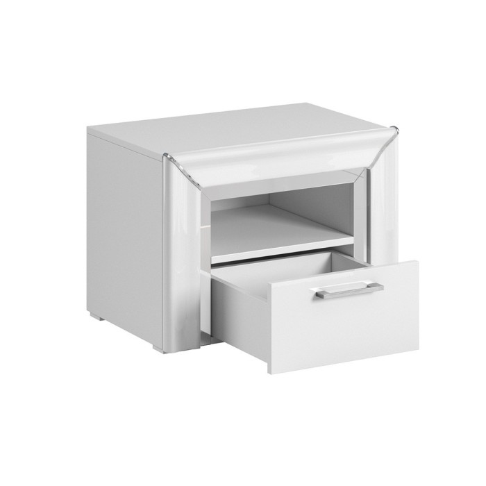 Chambre à coucher collection DOHA coloris blanc : Armoire, Lit 160x200, commode, chevets, miroir et bureau