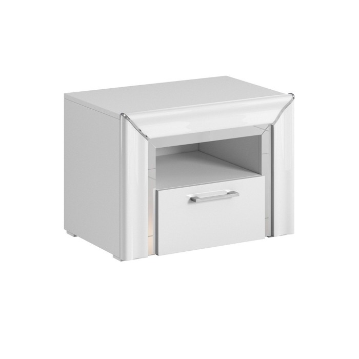 Chambre à coucher collection DOHA coloris blanc : Armoire, Lit 160x200, commode, chevets, miroir et bureau