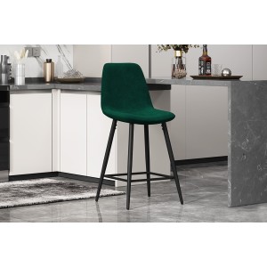 Chaise de comptoir en velours BOYLD, coloris vert
