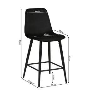 Chaise de comptoir en velours BOYLD, coloris noir