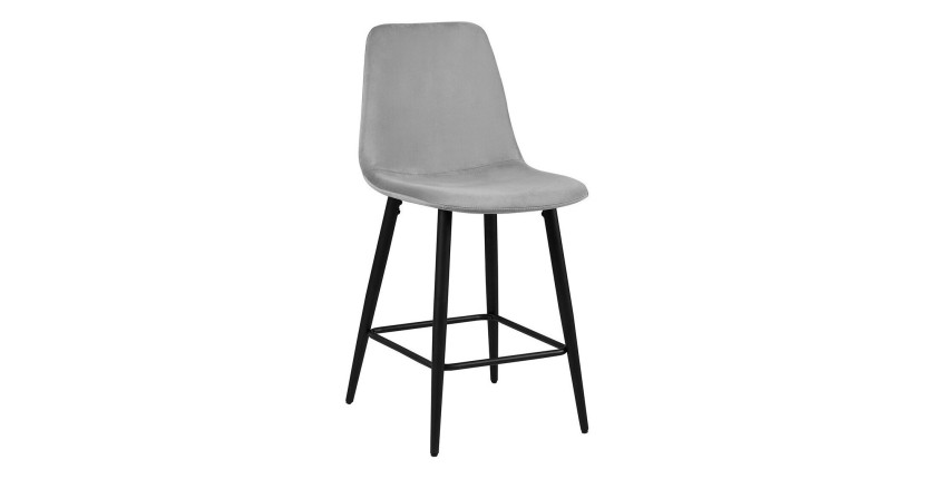Chaise de comptoir en velours BOYLD, coloris gris