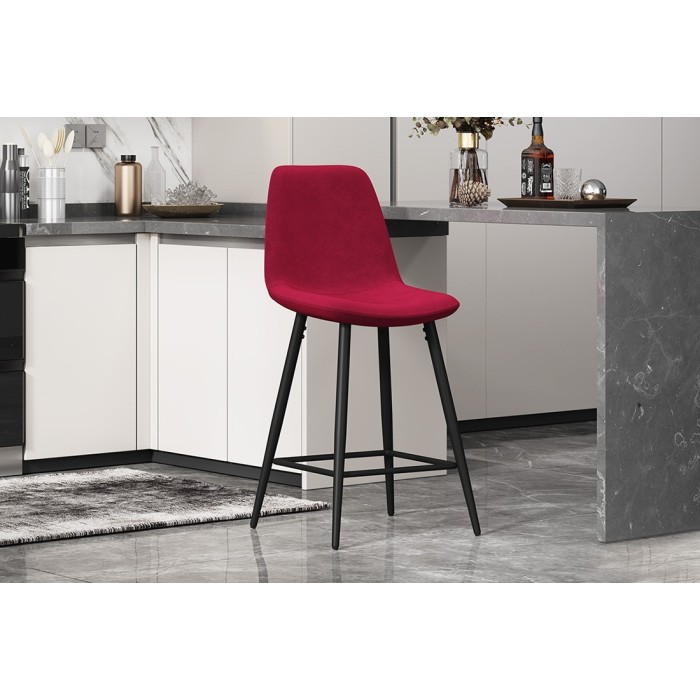 Chaise de comptoir en velours BOYLD, coloris bordeaux