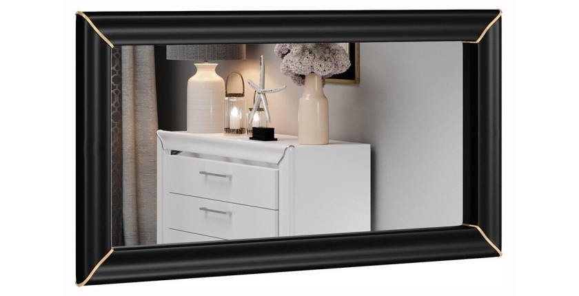 Grand miroir noir et doré collection DOHA. Accessoire idéal pour votre chambre ou salle à manger