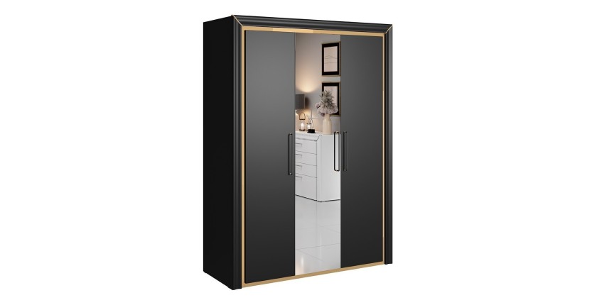 Armoire 150cm collection DOHA. Couleur noir mat et doré.