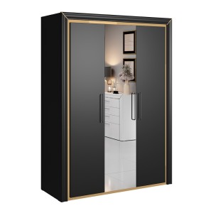 Armoire 150cm collection DOHA. Couleur noir mat et doré.