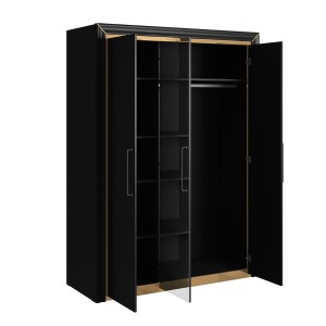 Armoire 150cm collection DOHA. Couleur noir mat et doré.