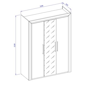 Armoire 150cm collection DOHA. Couleur noir mat et doré.