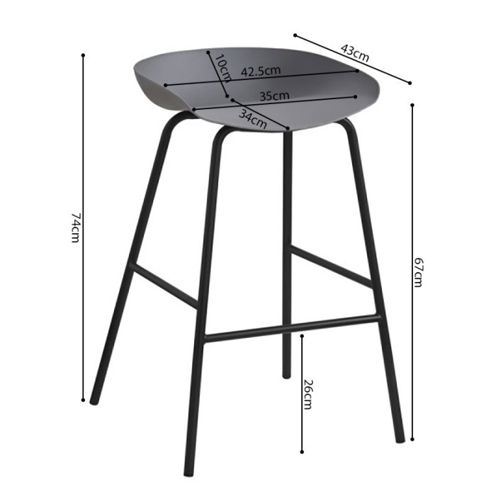 Chaise de comptoir design gris. Collection SIRA