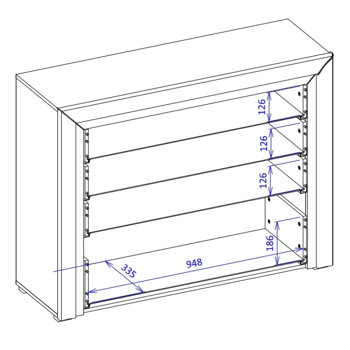 Commode design 4 tiroirs collection DOHA coloris noir mat et dorées