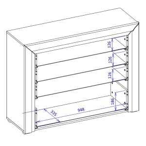 Commode design 4 tiroirs collection DOHA coloris noir mat et dorées