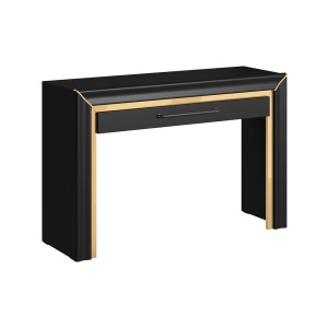Bureau console design collection DOHA coloris noir mat et finitions dorées
