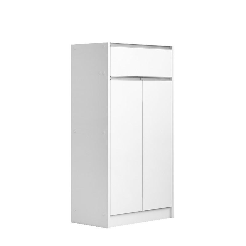 Meuble à chaussures PARRA, 2 portes et 1 tiroir coloris blanc