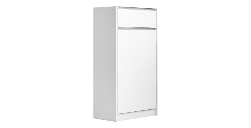 Meuble à chaussures PARRA, 2 portes et 1 tiroir coloris blanc